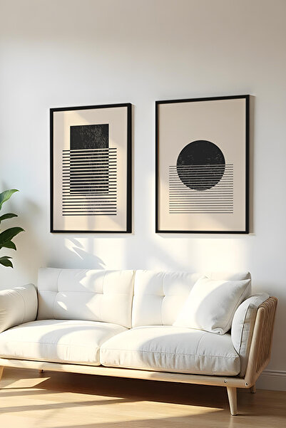 huhuli Ahşap Siyah Çerçeveli 2 Parça Set Tablo Huhu81