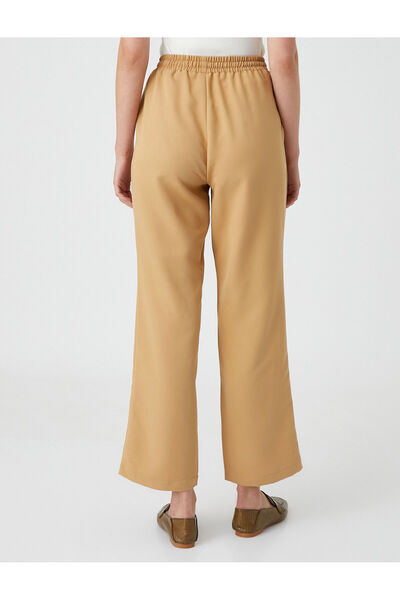 Koton Beli Bağlamalı Pantolon Düz Paça Modal Karışımlı