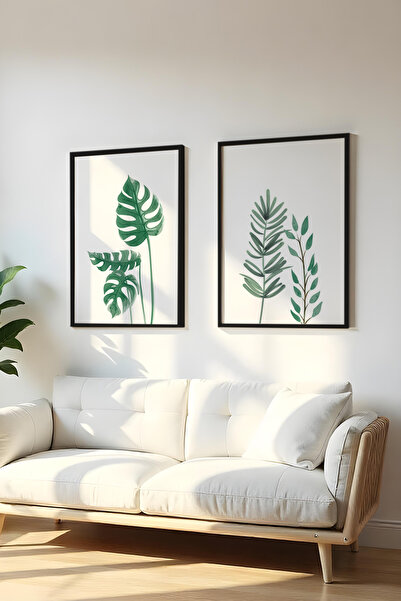 huhuli Ahşap Siyah Çerçeveli 2 Parça Set Tablo Huhu196