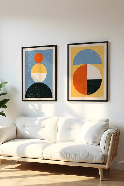 huhuli Ξύλινο Μαύρο Σετ Πίνακα 2 Τεμαχίων με Κορνίζα Huhu14