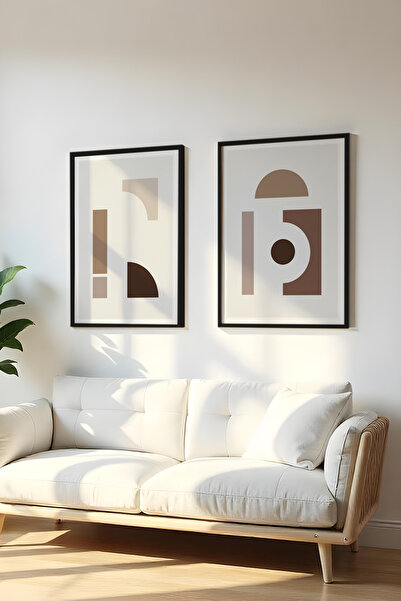 huhuli Ahşap Siyah Çerçeveli 2 Parça Set Tablo Huhu111