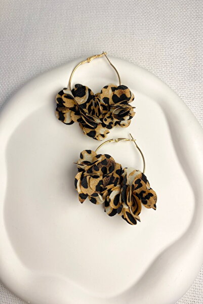 DEMOKAN Women's Earrings Imported Zircon Thin Hoop Model Leopard Tassel Non Tarnish Earrings