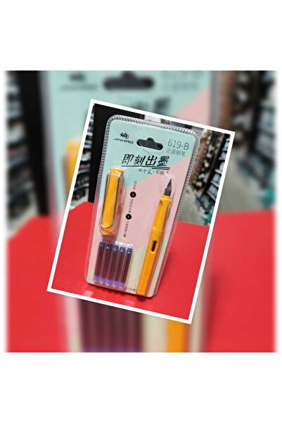 jinhao dolma kalem seti METALİK KAYISI SARI renk (F) 0,60mm uç kalem+5 kartuş...