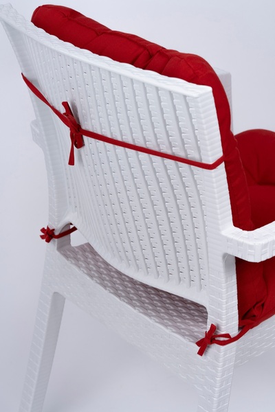 ALTINPAMUK Neva Kırmızı Arkalıklı Sandalye Minderi Özel Dikişli Bağcıklı, 44x88 Cm