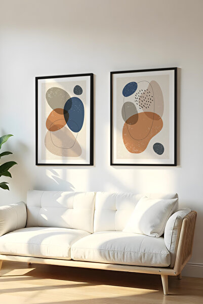 huhuli Ahşap Siyah Çerçeveli 2 Parça Set Tablo Huhu5