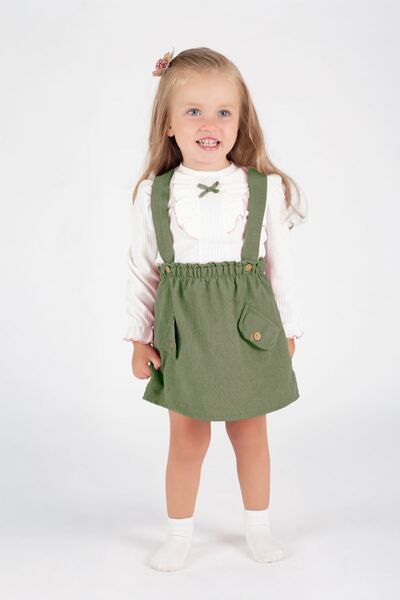 Minigimin Cicileri Mini my Little Pimples Body Volană Rochie Salopet pentru fetiță - Verde