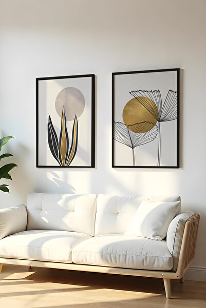 huhuli Ahşap Siyah Çerçeveli 2 Parça Set Tablo Huhu77