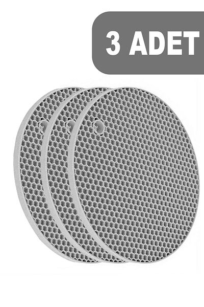 Fesya Home Gray 3-Piece Round Silicone Trivet Set