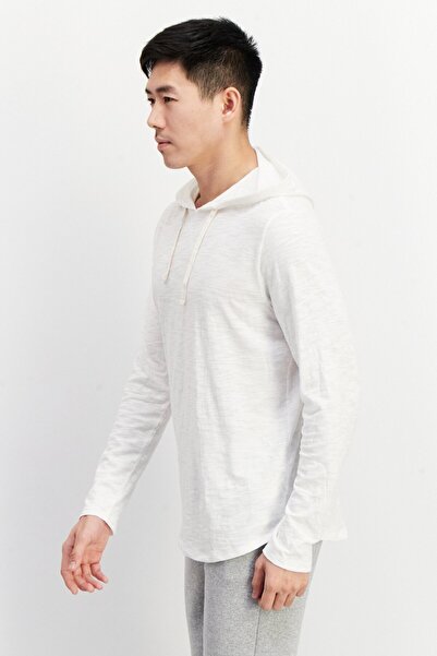 Vince Men Hooded Long Sleeves Solid Sweatshirt, White