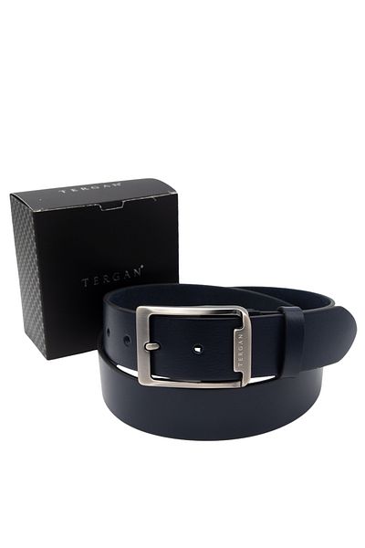 Tergan Navy Blue Men's Leather Belt 0360B20