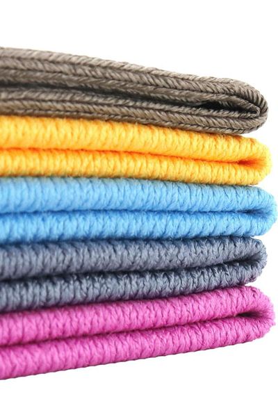 Silver 40X40Cm Microfiber Glass Cloth - Pink, Yellow, Blue, Grey and Brown Set of 5