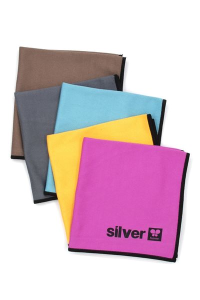 Silver 40X40Cm Microfiber Glass Cloth - Pink, Yellow, Blue, Grey and Brown Set of 5