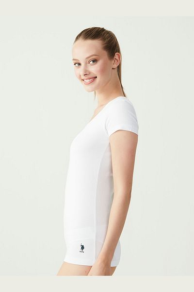 U.S. Polo Assn. WOMEN'S DEEP CUT R-NECK T-SHIRT