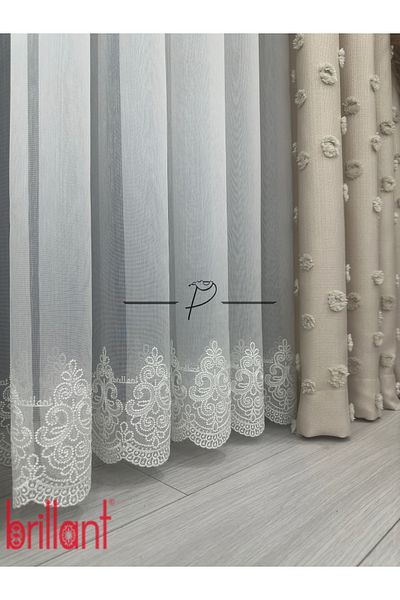 Brillant Brillant Dharma Pattern Tulle Curtain - 1 and 3 Close Pleat, Skirt Punted Processing