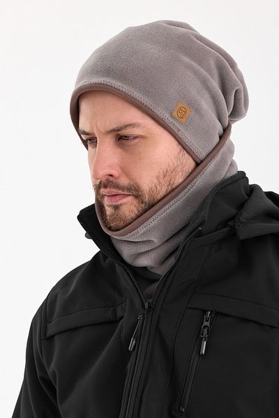 Butikgiz Men's Gray Fleece Outer, Coffee Cotton Underwear Double Color Double Layer Foldable Beanie Neck Collar Suit