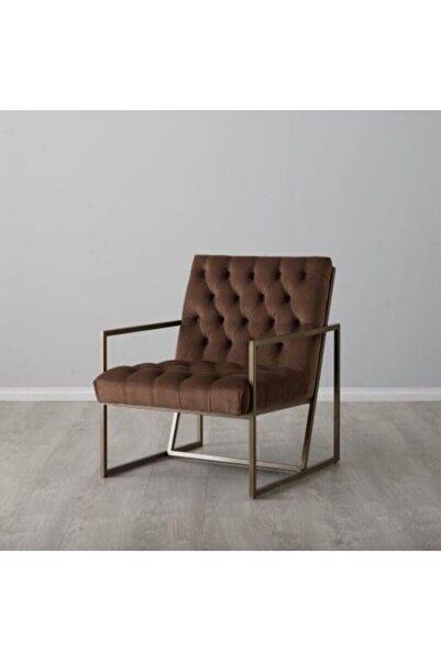 ARONA By Kalkan BROWN İskandinav Modern Metal Berjer Tekli Koltuk Ofis Ev Oturma Odası Cafe