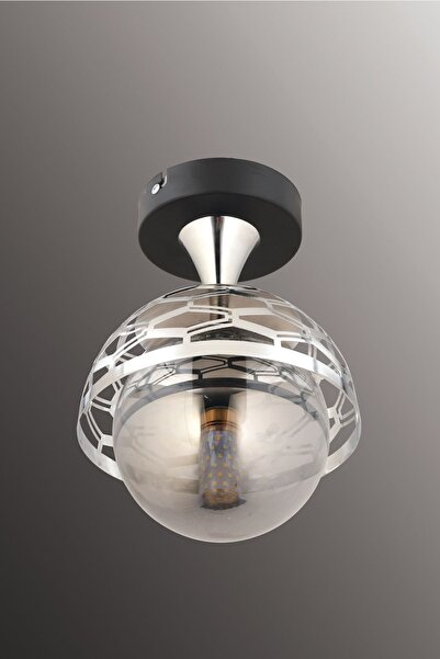 ESSLİGHT Lema Tekli Plafonyer Avize Füme Glob Camlı Koridor Hol