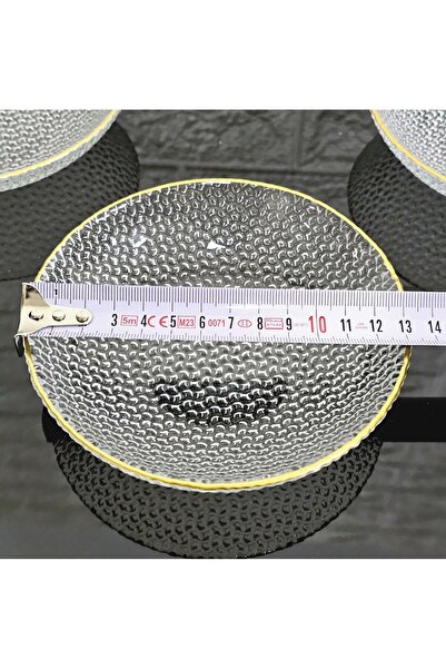 atabey home 13 cm - 6 Winter Round Glass Bowl with Drop Cookie and Gold Detail