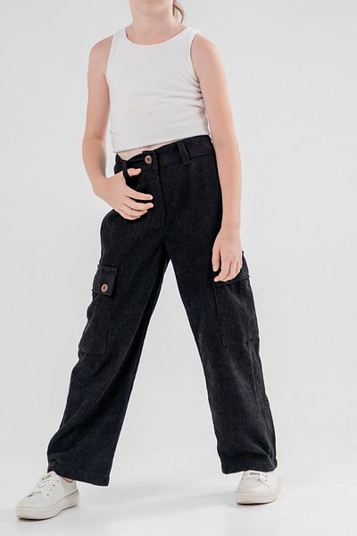 GİYİCEM Chenille Trousers with Cargo Pockets for Girls 2524