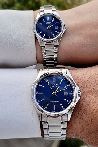 Casio Navy Blue Cordon Silver Color Lover Couple Wristwatch