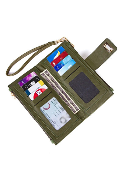 Newish Women's Wallet Accessory and Card Holder Stylish Soft Textured Khaki (length:20cm Width:10cm)