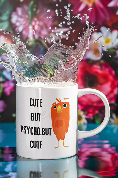 qoeuyl boutique Cute but Psycho but Cute Printed Fun White Gift Mug