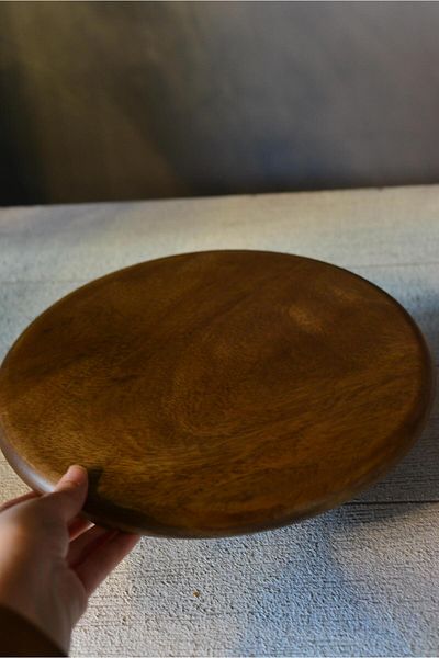 şirin eşyalarım Acacia Round Presentation Holder with Swivel Legs - 1 Piece