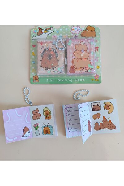 senacacollection 2-Piece Capybara Notebook Water Sequin Notebook Sticker Notebook Keychain