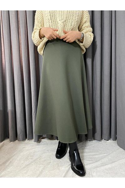 Mey Collection Women's Scuba Fabric Puff Flared Hijab and Casual Skirt Length:94-95Cm