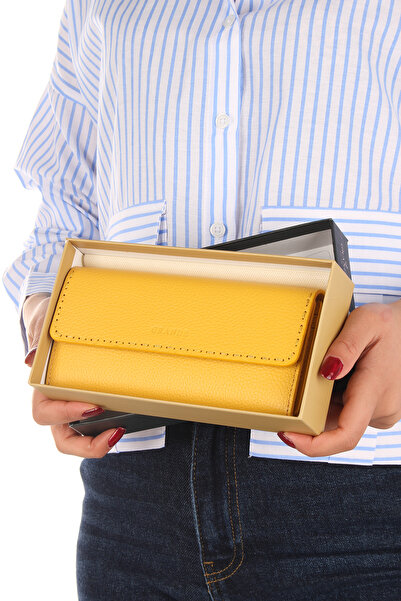 Grande 2732 Model 100% Genuine Leather - Yellow Wallet