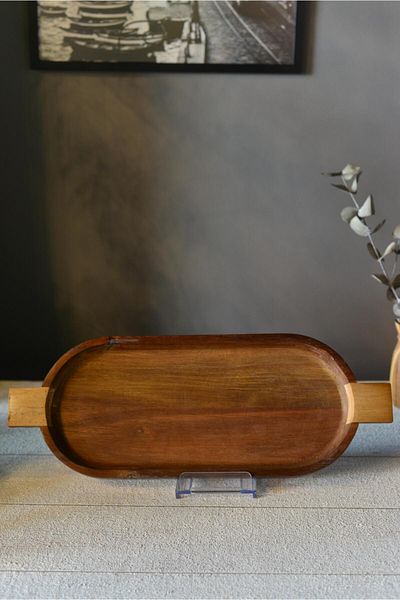 şirin eşyalarım Acacia Double Handle Oval Presentation Holder - 1 Piece