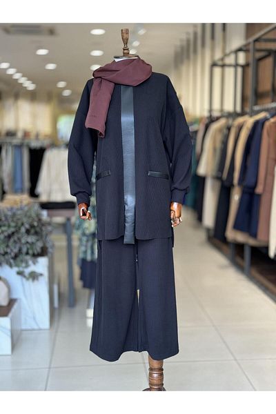 Puane Black Wick Patterned Double Set - 14264