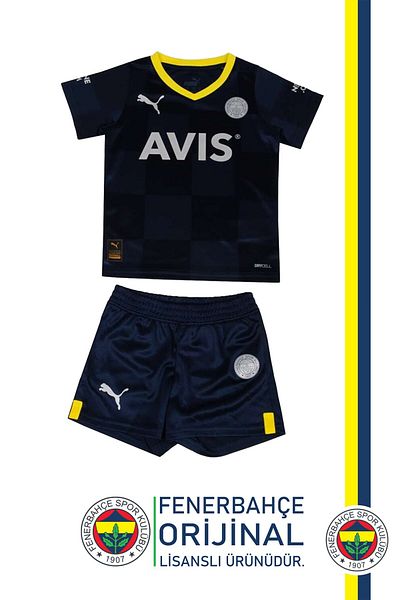 Fenerbahçe Original Mini Navy Blue Kids Jersey Set with Gift Wooden Box
