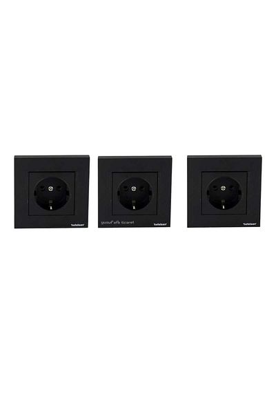 Netelsan Byobu Black Grounded Socket Framed 3 Pieces