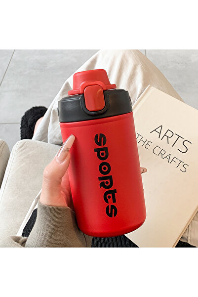 Livava Sporty Steel Thermos with Strap, Red, 17X7,