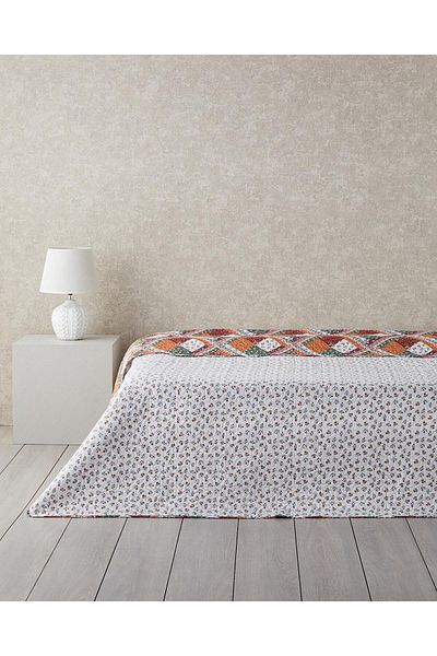 English Home Quatro Patchwork Double Sided Double Multi-Purpose Cover Terracotta