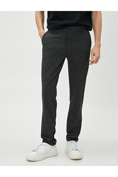 Koton Szövött nadrág vadászfogú részletekkel, gombokkal és zsebekkel