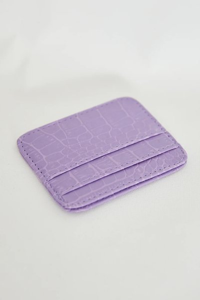 The Noir Leather Milano Croco Leather Lilac Women's Card Holder Wallet