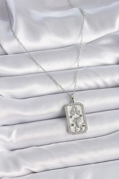Store 316L Steel Silver Color Chain Leo Zodiac Sign Zircon Stone Women's Necklace