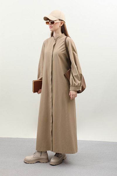 ZÜLAYS Mink Colored Gabardine Dress - Sash Detail
