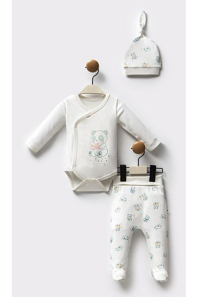 Moi Noi Baby Girl's Suit 100% Organic Cotton (Kruvaze Body Pants Hat)