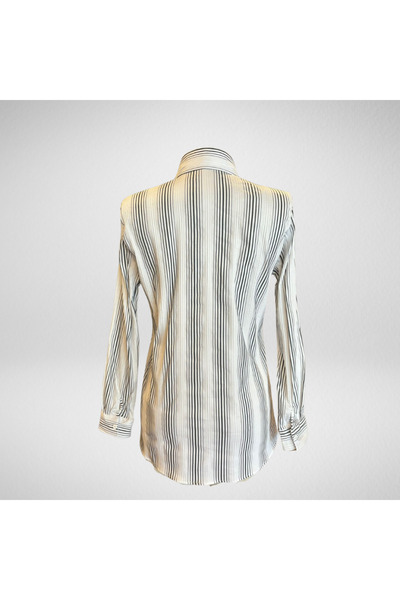 Moda Monisa Cămașă de damă | Țesătură elastică | Mold normal | Utilizare zilnică | Alb - Negru cu dungi