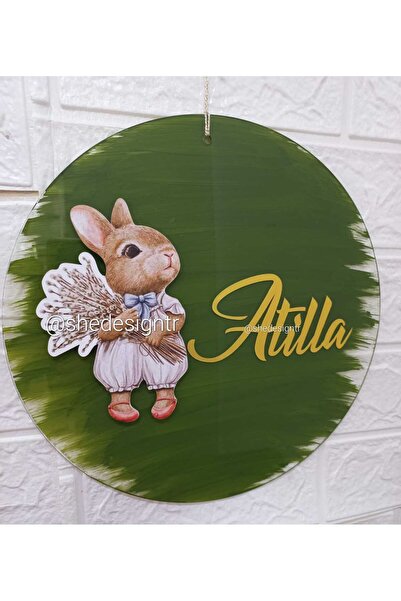 s'he design İsme Özel Şeffaf Pleksi Kapı Süsü – Erkek & Kız Bebek İçin Özel Tasarım Erkek Bebek Ayı Figür Mavi