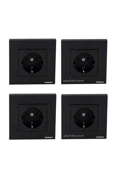 Netelsan Byobu Black Grounded Socket Framed 4 Pieces