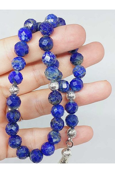 Yasamtohumu Lapis Stone Top Segment Facet Cut 33' Locket Prayer Beads 8mm (54330)