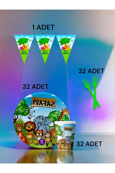 VibeHome Safari Themed S Pack for 32 - Birthday Party and Fun Events