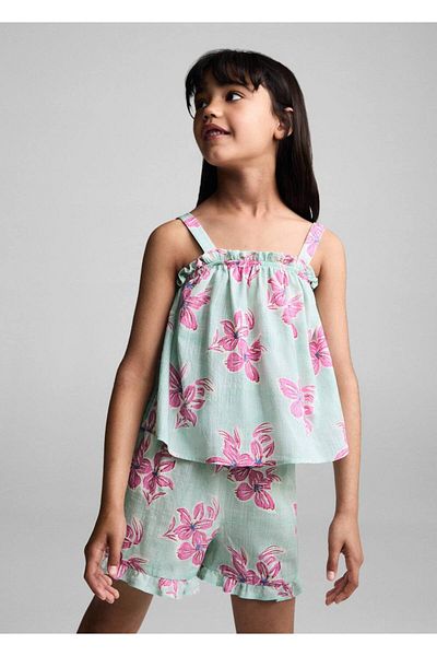 MANGO Kids Baumwollshorts mit Blumenmuster