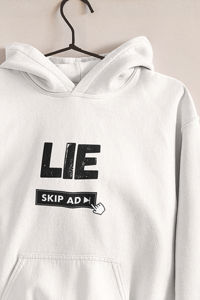 qoeuyl boutique Φούτερ με κουκούλα Unisex - LIE Skip Ad Printed Hoodie
