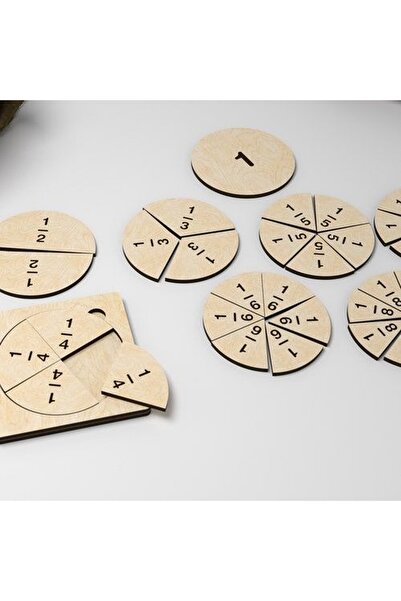 WoodStory Ahşap Kesirleri Öğreniyorum Eğitici Montessori Yapboz