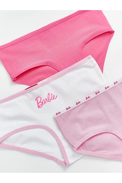 LC Waikiki LCW Kids White Barbie εμπριμέ εσώρουχα για κορίτσια 3 τεμαχίων